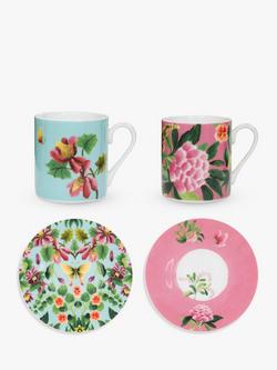 Designers Guild Ikebana Porcelain Cup & Saucer, Set of 2, 90ml, Multi, Multi