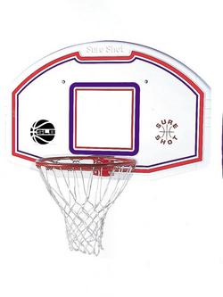 Sure Shot Wall Mounted Backboard and Ring with Wall Bracket Set, White/Red/Blue