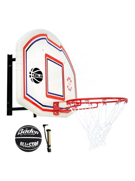 Sure Shot Wall Mounted Backboard and Ring with Wall Bracket Set - view 2, White/Red/Blue