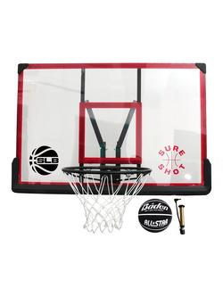 Sure Shot Wall Mounted Acrylic Backboard and Ring Set, Red/Black