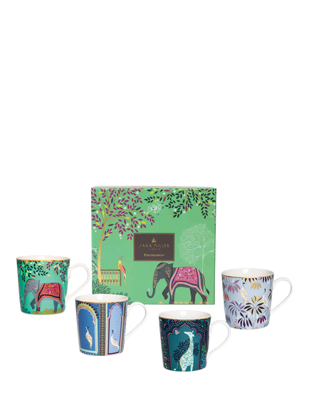 Sara Miller India 22ct Gold Fine China Mugs, Set of 4, 344ml, Multi - view 2, 
