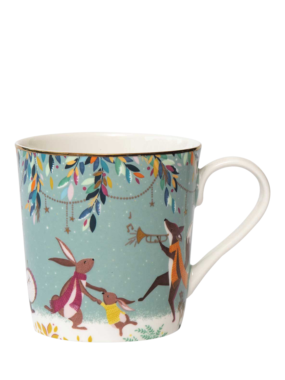 Sara Miller Woodland Tales Merry Band 22ct Gold Fine China Mug, 340ml, Multi