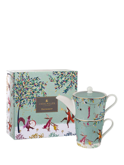 Sara Miller Woodland Tales 22ct Gold Porcelain Teapot & Mug Set, Multi - view 2, 