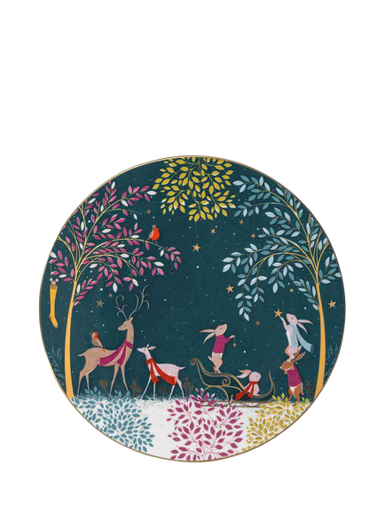 Sara Miller Woodland Tales 22ct Gold Porcelain Round Serving Platter, 22.5cm, Multi, 