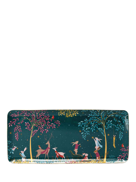 Sara Miller Woodland Tales 22ct Gold Porcelain Sandwich Tray, Multi, 
