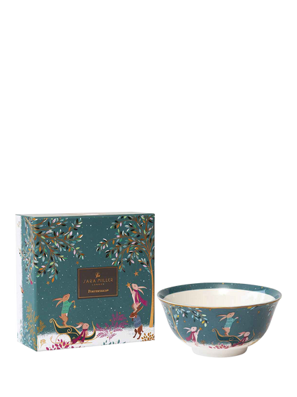 Sara Miller Woodland Tales 22ct Gold Fine China Bowl, 15cm, Multi - view 2, 
