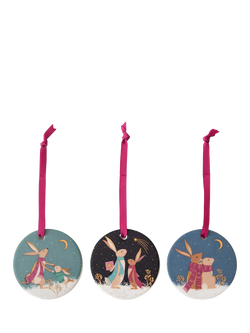 Sara Miller Woodland Tales Porcelain 22ct Gold Christmas Tree Decorations, Set of 3, Multi, 