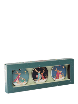 Sara Miller Woodland Tales Porcelain 22ct Gold Christmas Tree Decorations, Set of 3, Multi - view 2, 