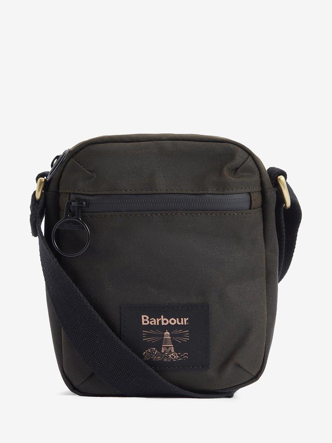 Barbour Field Waxed Crossbody Bag Olive Black