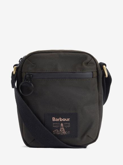Barbour Field Waxed Crossbody Bag, Olive/Black, Olive/Black