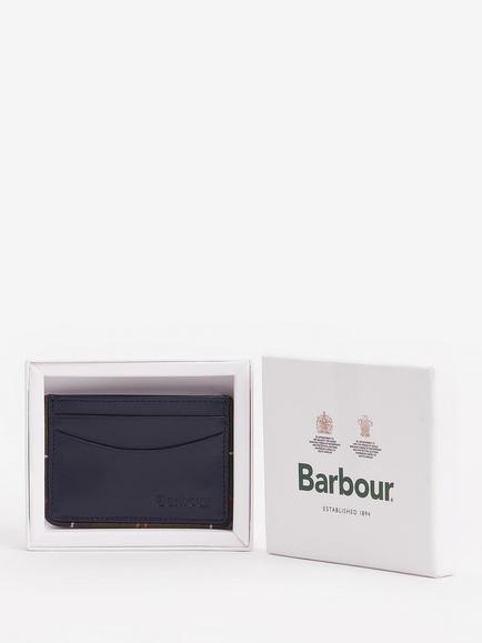 Barbour Chatton Leather Card Holder, Navy, Navy