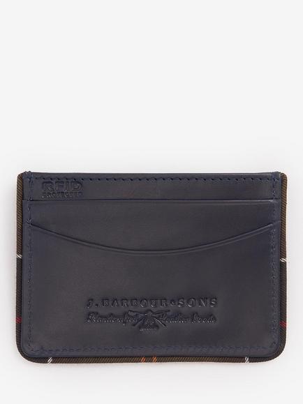 Barbour Chatton Leather Card Holder, Navy - view 2, Navy