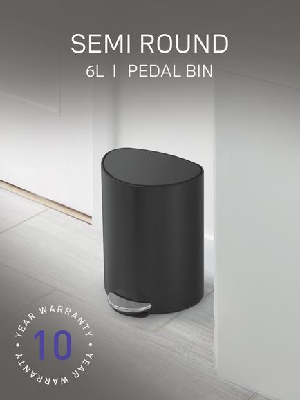 Simplehuman Semi-Round Pedal Bin, 6L - view 2, Black