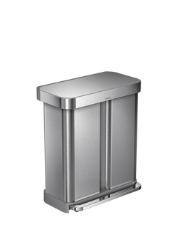 Simplehuman Recycling Pedal Bin with Liner Pocket, Brushed Stainless Steel, 58L, 