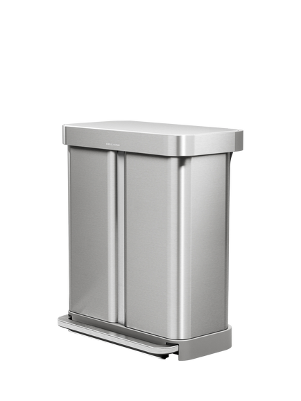 Simplehuman Recycling Pedal Bin with Liner Pocket, Brushed Stainless Steel, 58L, 