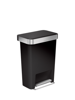 Simplehuman Rectangular Pedal Bin with Liner Pocket, 45L, Black
