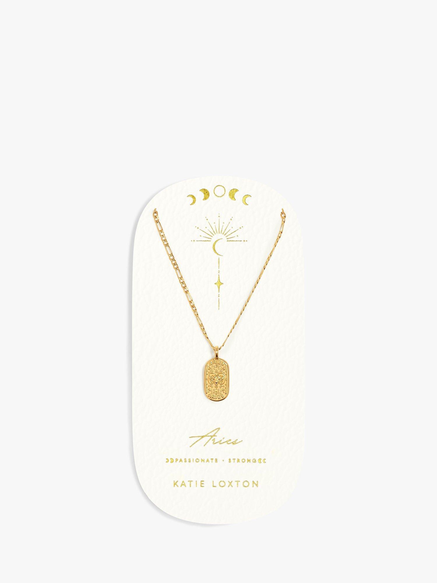 Product image 1 of 5, which shows Katie Loxton Waterproof Zodiac Necklace, Gold, Aries