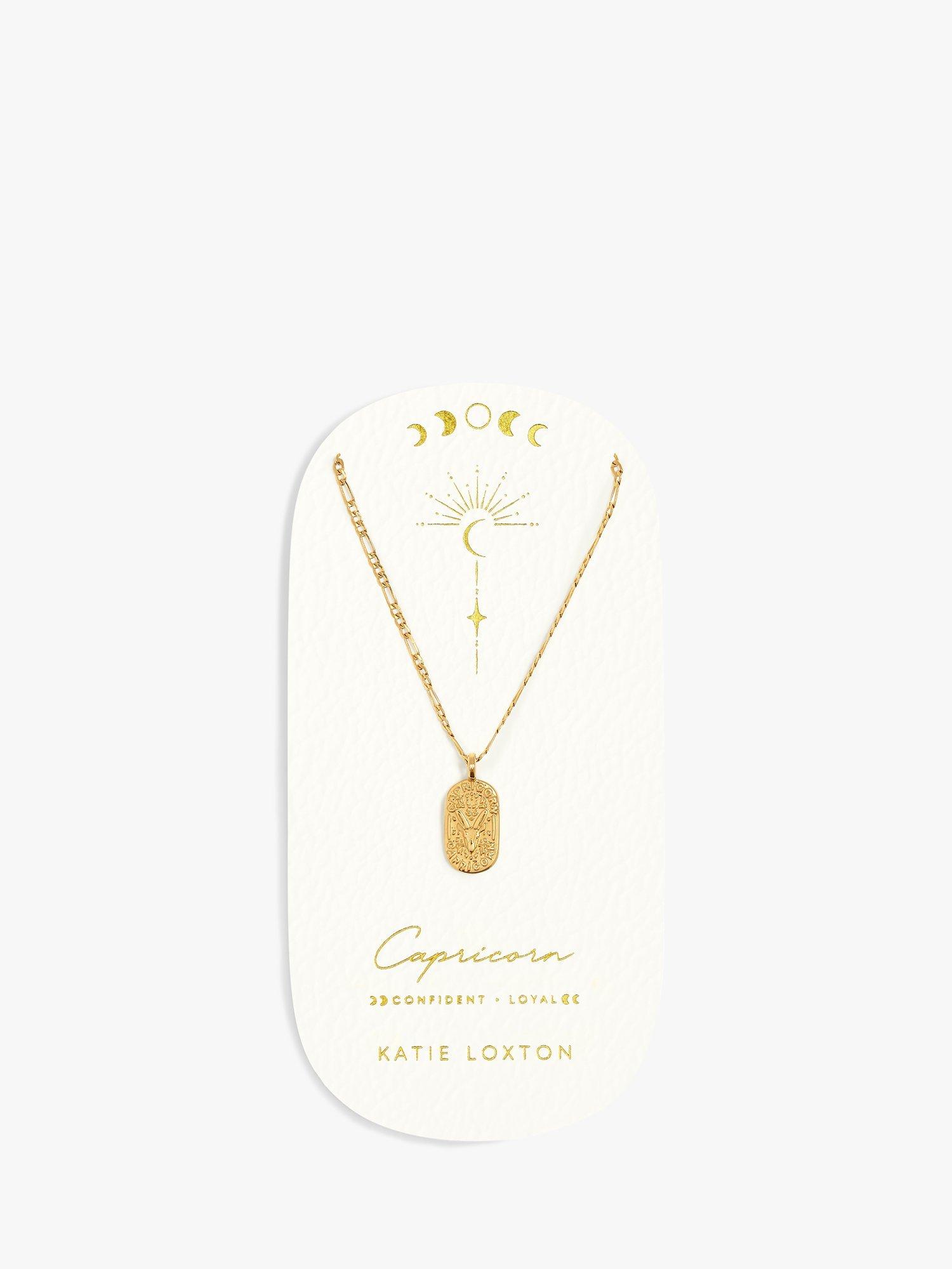 Product image 1 of 5, which shows Katie Loxton Waterproof Zodiac Necklace, Gold, Capricorn