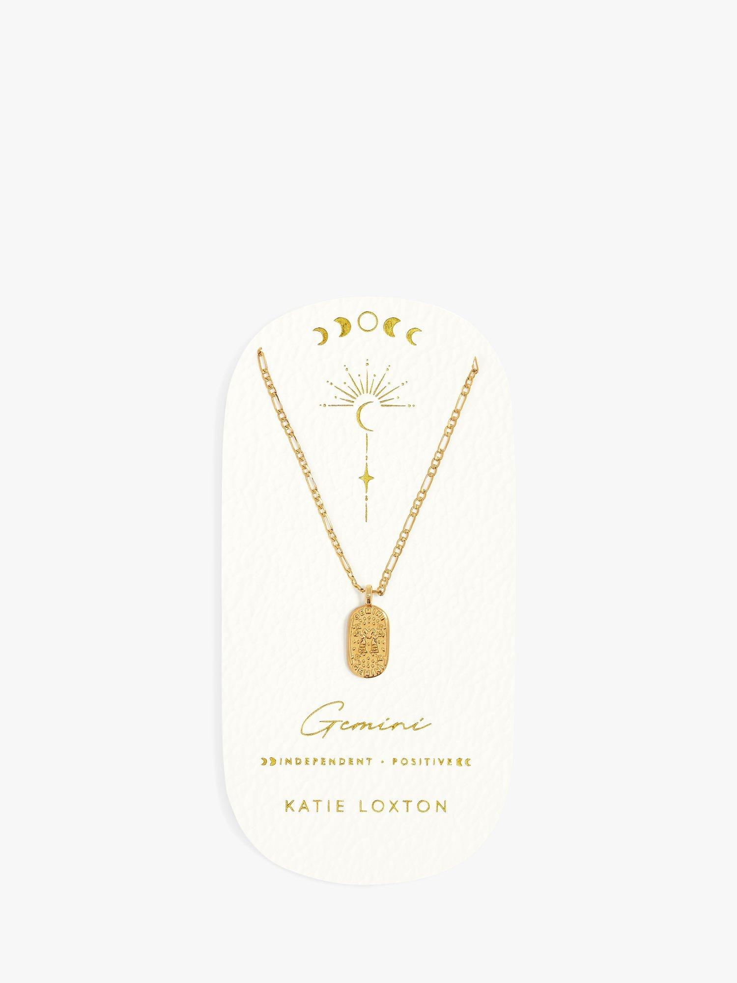 Product image 1 of 5, which shows Katie Loxton Waterproof Zodiac Necklace, Gold, Gemini