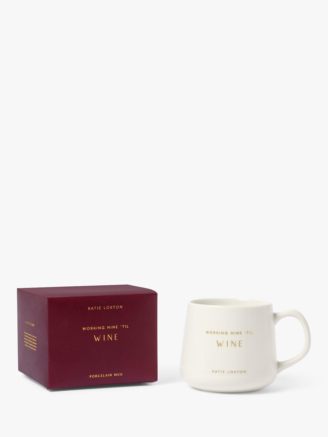 Katie Loxton Nine 'Til Wine Ceramic Mug, Burgandy