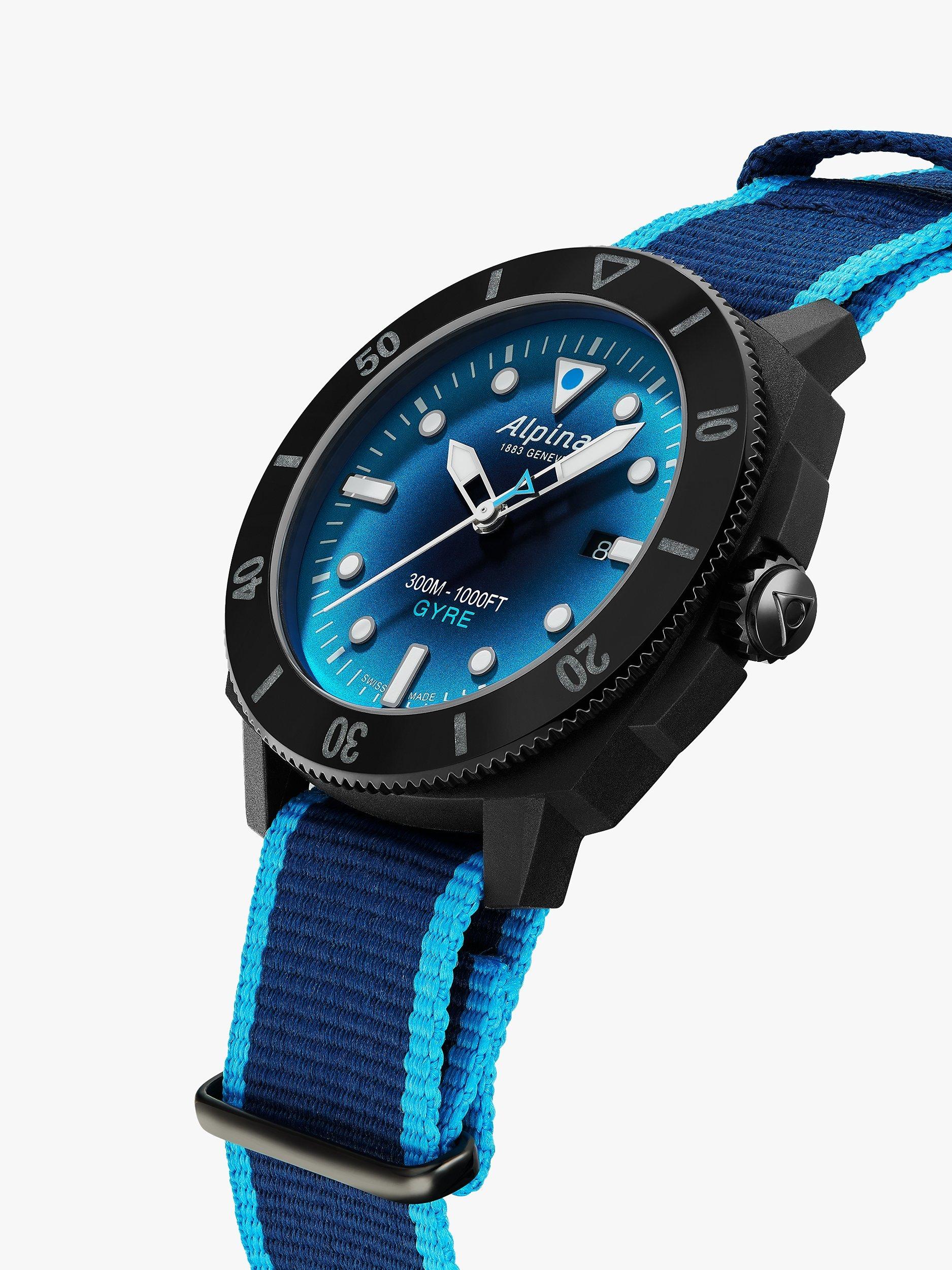 Product image 3 of 3, which shows Alpina AL-525LNSB4VG6 Men's Seastrong Gyre Diver Fabric Strap Watch, Blue