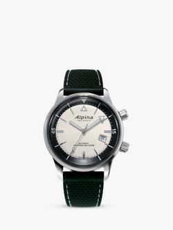 Alpina AL-525S4H6 Men's Seastrong Diver Heritage Automatic Date Rubber Strap Watch, Black/White, Black/White
