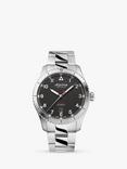 Alpina AL-525BW4S26B Men's Startimer Pilot Automatic Date Bracelet Strap Watch, Silver/Black