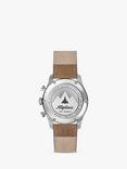 Alpina AL-372NW4S26 Men's Startimer Pilot Date Chronograph Leather Strap Watch, Brown/Blue