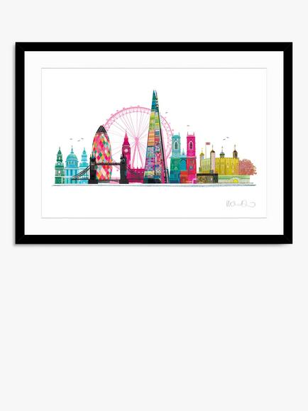 John Lewis Ilona Drew 'London Skyline' Framed Print & Mount, 53.5 x 73.5cm, Multi, Multi