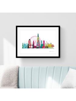 John Lewis Ilona Drew 'London Skyline' Framed Print & Mount, 53.5 x 73.5cm, Multi - view 2, Multi