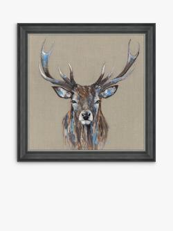 John Lewis Louise Luton 'Hearty Stag' Framed Print, 83 x 83cm, Brown/Multi, Brown/Multi