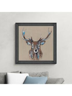 John Lewis Louise Luton 'Hearty Stag' Framed Print, 83 x 83cm, Brown/Multi - view 2, Brown/Multi