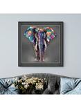 John Lewis Louise Luton 'Hugo' Elephant Framed Print, 83 x 83cm, Grey/Multi