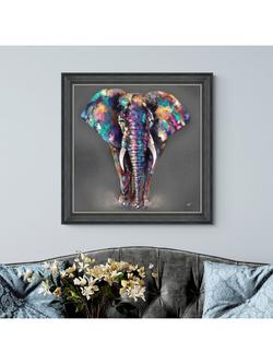 John Lewis Louise Luton 'Hugo' Elephant Framed Print, 83 x 83cm, Grey/Multi - view 2, Grey/Multi