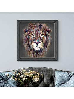 John Lewis Louise Luton 'Kendi' Lion Framed Print, 83 x 83cm, Brown/Multi - view 2, Brown/Multi