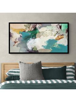 John Lewis Natasha Barnes 'Evergreen' Abstract Framed Print, 63.5 x 123.5cm, Green/Multi - view 2, Green/Multi