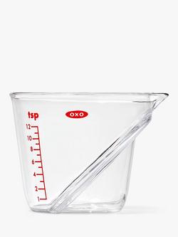 OXO Good Grips Mini Angled Measuring Jug, 60ml, Clear/Multi, Black/Tranparent/Red