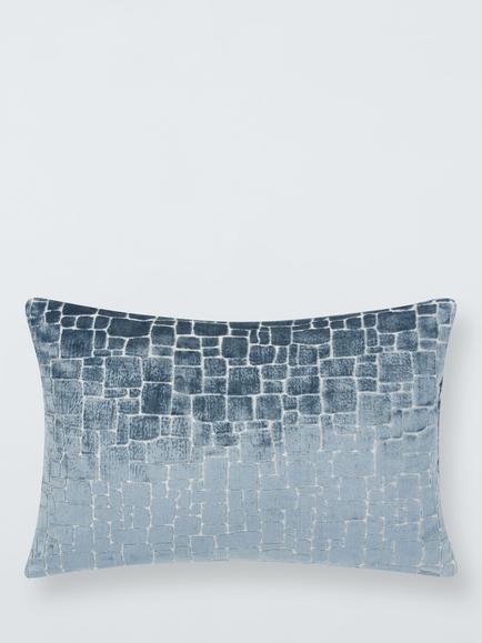 John Lewis Irregular Blocks Velvet Cushion, Navy