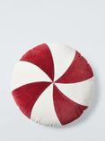 John Lewis Bon-Bon Velvet Round Christmas Cushion, Red