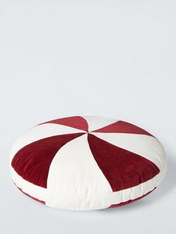 John Lewis Bon-Bon Velvet Round Christmas Cushion, Red - view 2, Red