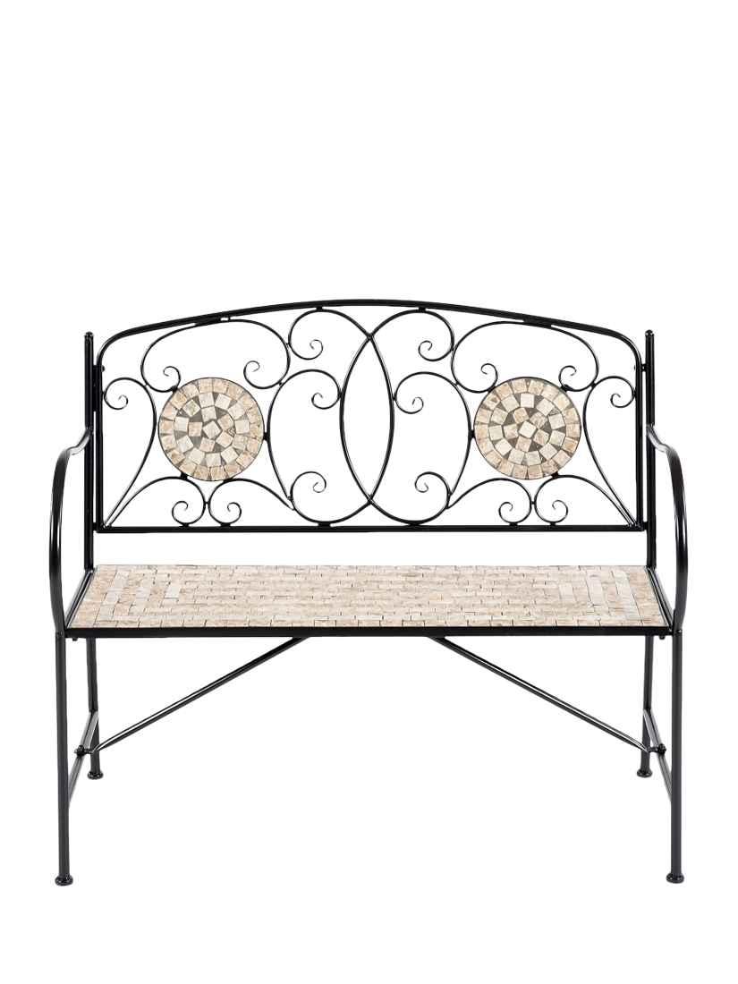 Suntime Mosaic 2-Seater Garden Bench, Black/Natural