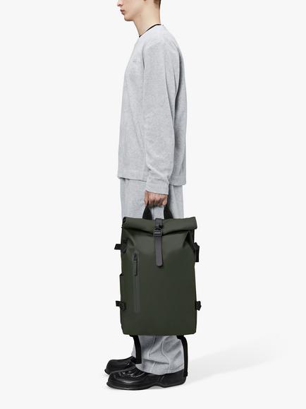 Rains Roll-Top Rucksack, 17L - view 2, Green