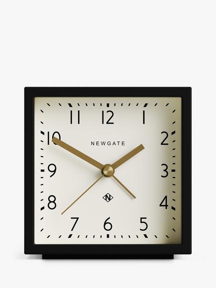 Newgate Clocks Equinox Square Alarm Clock, Black, Black