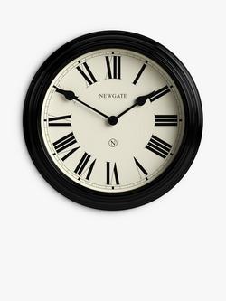 Newgate Clocks Notting Hill Roman Numeral Analogue Wall Clock, 45cm, Black, Black