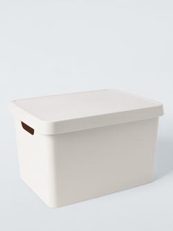 John Lewis Stackable Plastic Storage Box with Lid, Large, Ecru