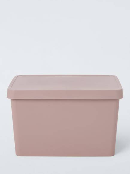 John Lewis Stackable Plastic Storage Box with Lid, Large - view 2, Putty