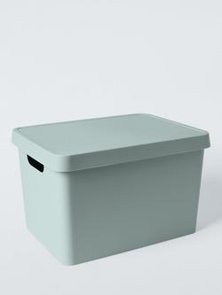 John Lewis Stackable Plastic Storage Box with Lid, Large, Sage