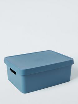 John Lewis Stackable Plastic Storage Box with Lid, Medium, Blue