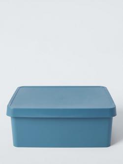 John Lewis Stackable Plastic Storage Box with Lid, Medium - view 2, Blue
