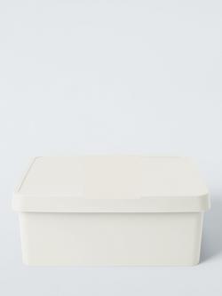 John Lewis Stackable Plastic Storage Box with Lid, Medium - view 2, Ecru